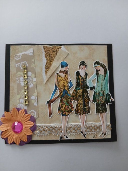 Carte vintage faite main femmes anciennes