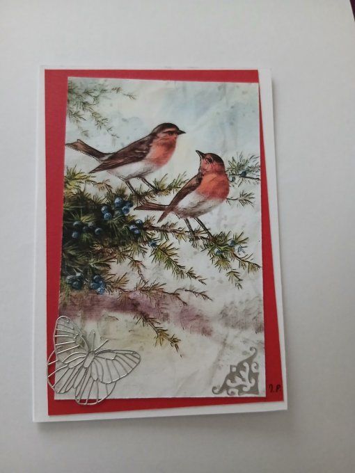 Carte faite main " Rouge-gorge "